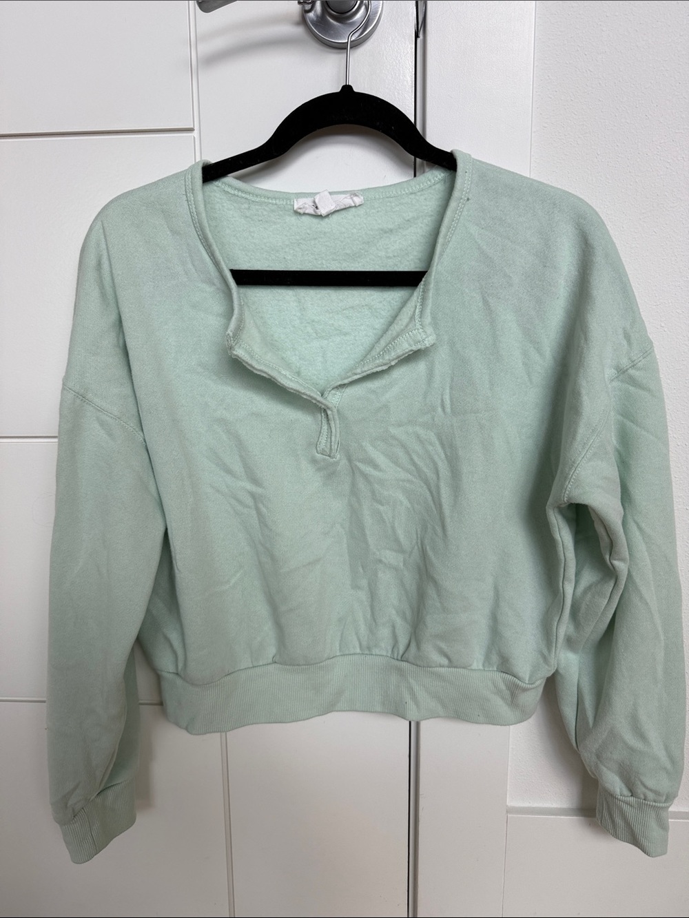 Hippie Rose Mint Green Notch-Neck Pullover Sweatshirt